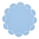 Light blue scalloped circular object on a white background