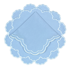 Light blue scalloped placemat on a white background