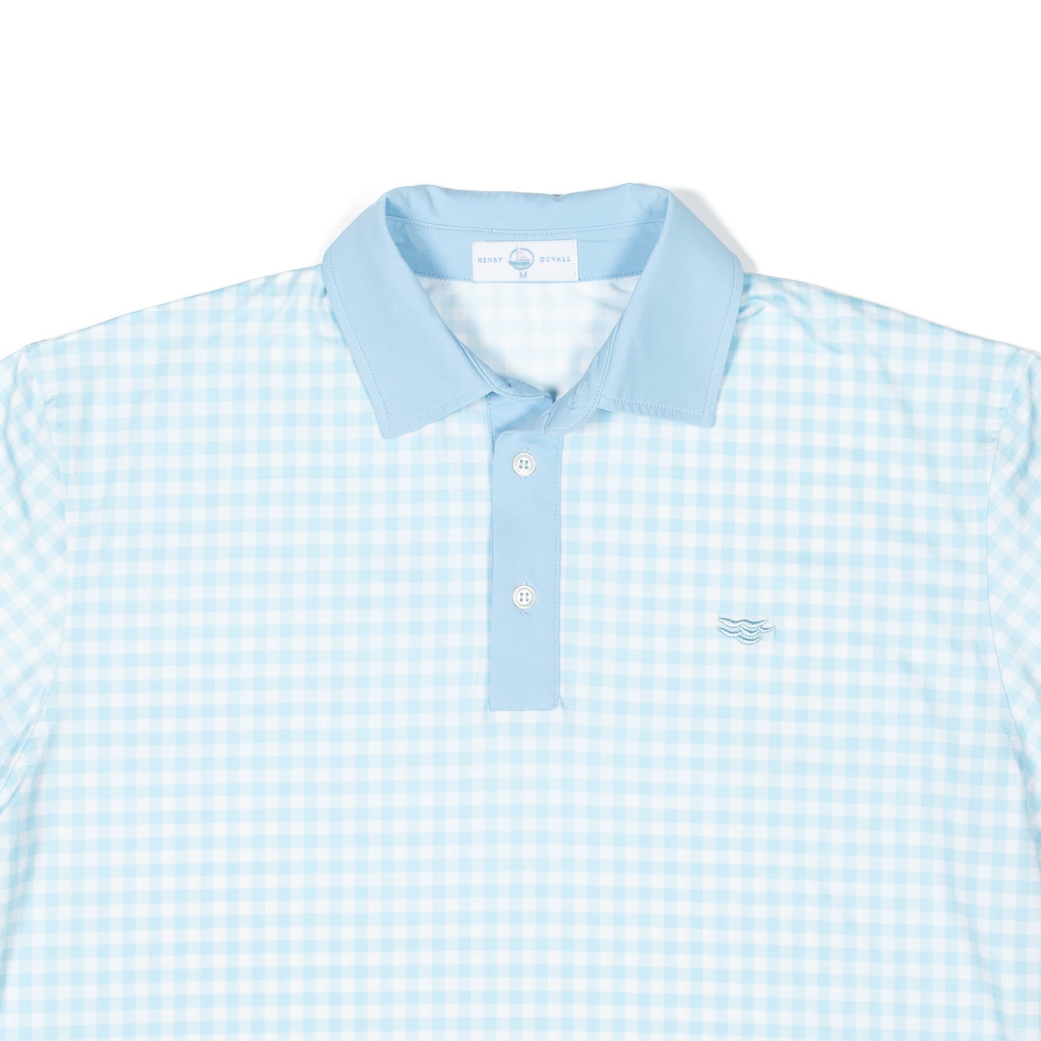 Men's Performance Polo in Blue Gingham - Henry Duvall