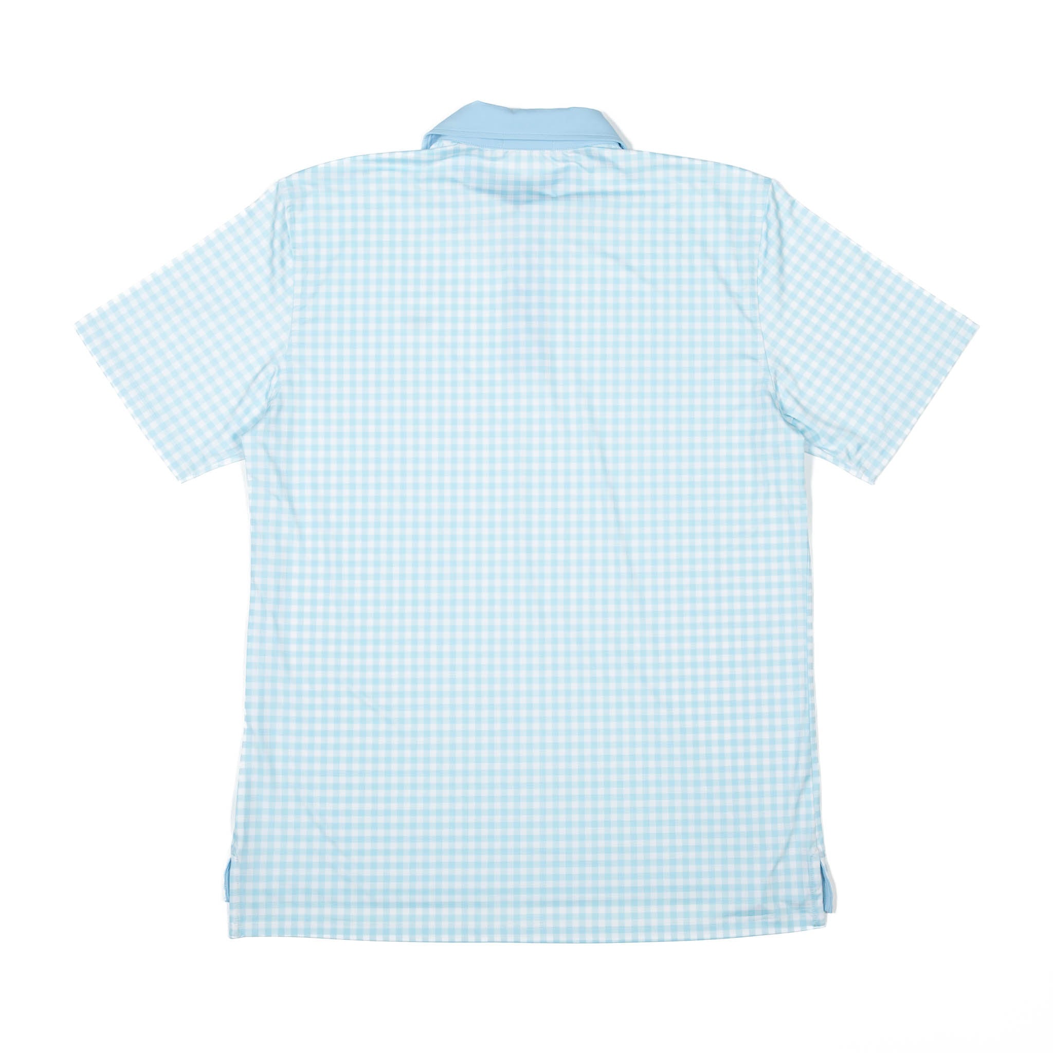 Men's Performance Polo in Blue Gingham - Henry Duvall