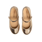Childrenchic gold Mary Jane shoes for girls with Velcro strap and cushioned sole, perfect for pairing with Henry Duvall fall dresses and party looks