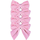 Pink: Velvet Bow Napkin Ties, Set of 4 - Henry Duvall