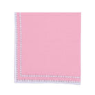 Pink napkin with white trim on a white background
