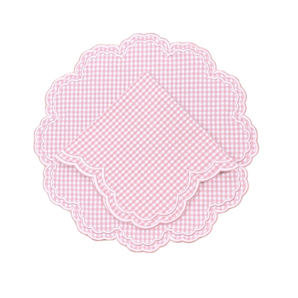 Bettina Napkin in Pink Gingham, Set of 4 - Henry Duvall