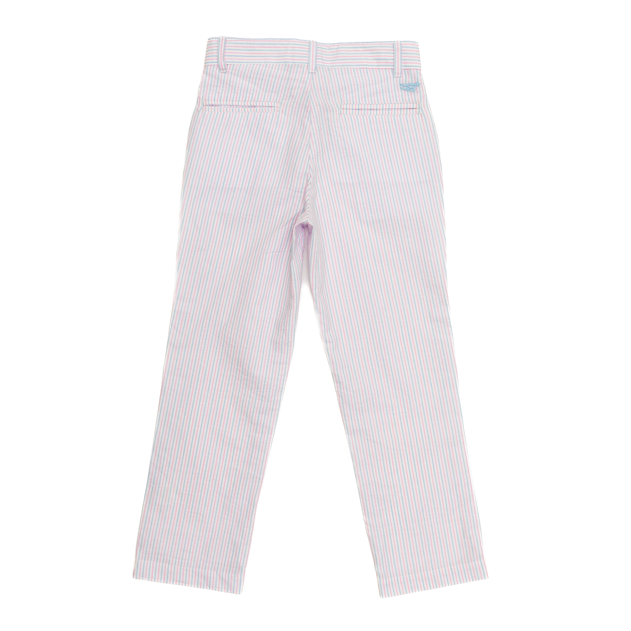Henry Duvall boys Bradford Trousers in Watercolor Seersucker, a timeless spring trouser designed for family celebrations and portraits.