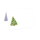 Folded Christmas place card with hand-painted watercolor tree design on heavyweight white cardstock, perfect for holiday tablescapes and festive place settings