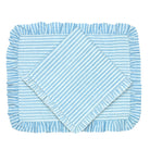 Quilted Placemats with Ruffle in Blue Stripes, Set of 4 - Henry Duvall
