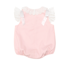 Henry Duvall baby girls Rosie Bubble in soft pink piqué, a timeless heirloom-inspired bubble designed for spring and Easter.