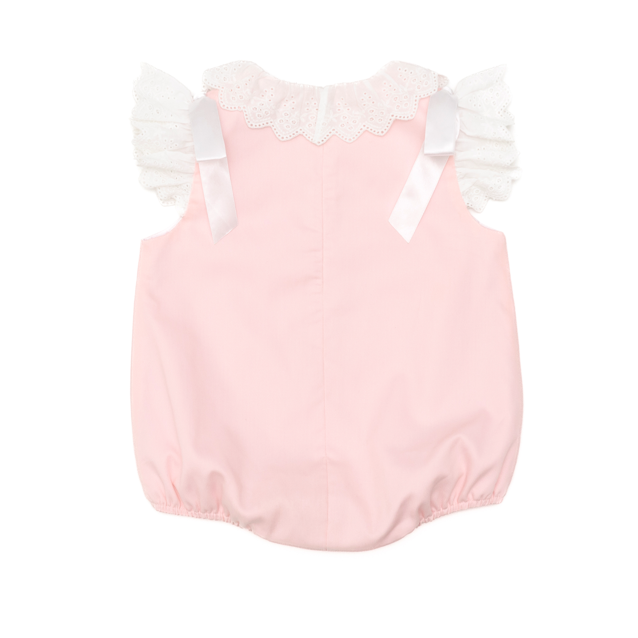 Henry Duvall baby girls Rosie Bubble in soft pink piqué, a timeless heirloom-inspired bubble designed for spring and Easter.