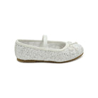 Girls glitter ballet flats by L’Amour with elastic strap and cushioned insole, perfect for parties, holidays, and pairing with Henry Duvall dresses