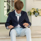Henry Duvall classic navy boys blazer with gold HD buttons, a timeless tailored blazer for polished, preppy dressing.
