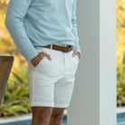 Henry Duvall men’s white shorts, a classic preppy short designed for spring and summer wear.
