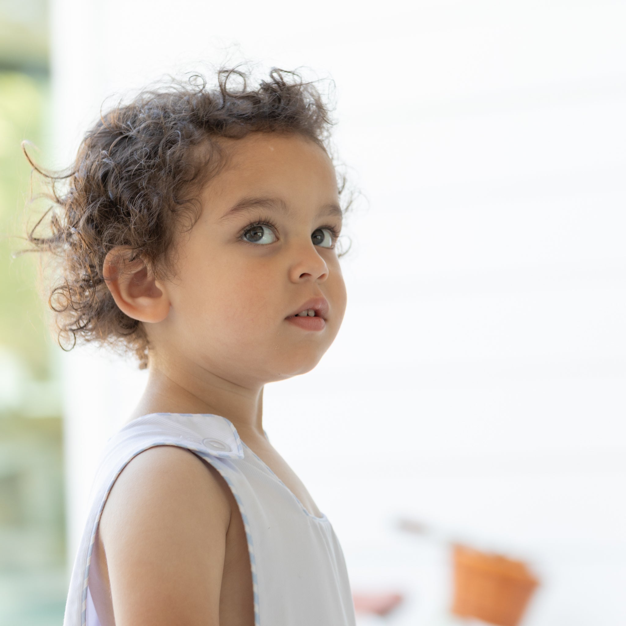 Henry Duvall James Henry Jon Jon for toddler boys in white piqué with Seaside Stripe trim, a classic and traditional summer one-piece