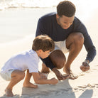 Men’s classic navy crewneck sweater by Henry Duvall, soft anti-pilling knit for fall layering, coordinates with children's styles for timeless father-son looks