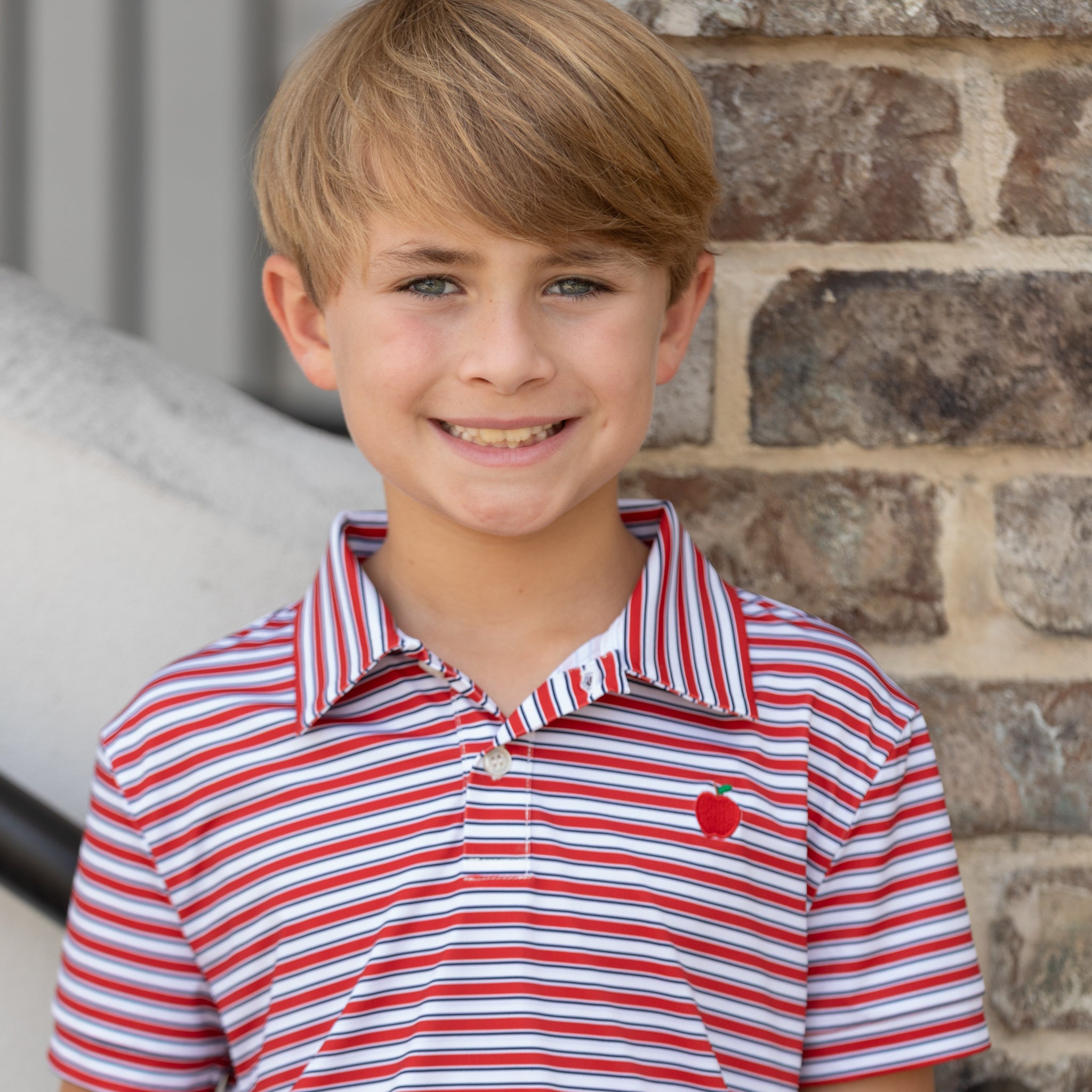 Boys Red Striped Polo - Henry Duvall