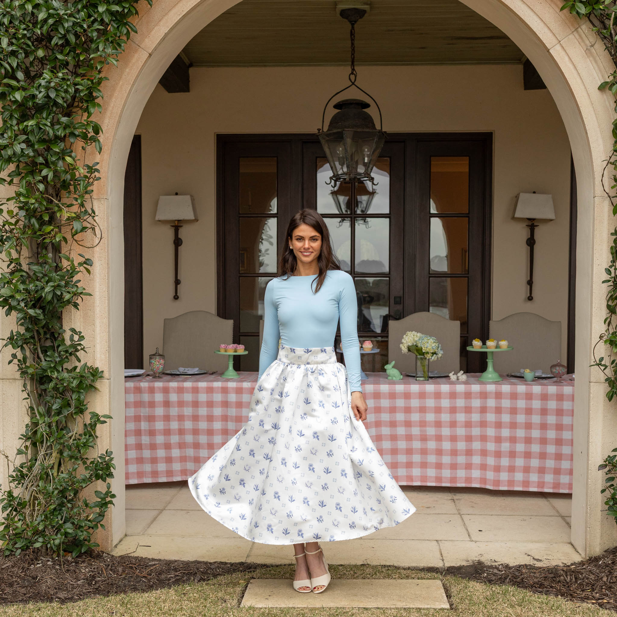 Audrey Skirt in Floral Delft- Henry Duvall