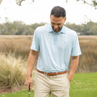 Men's Performance Polo in Blue Gingham - Henry Duvall