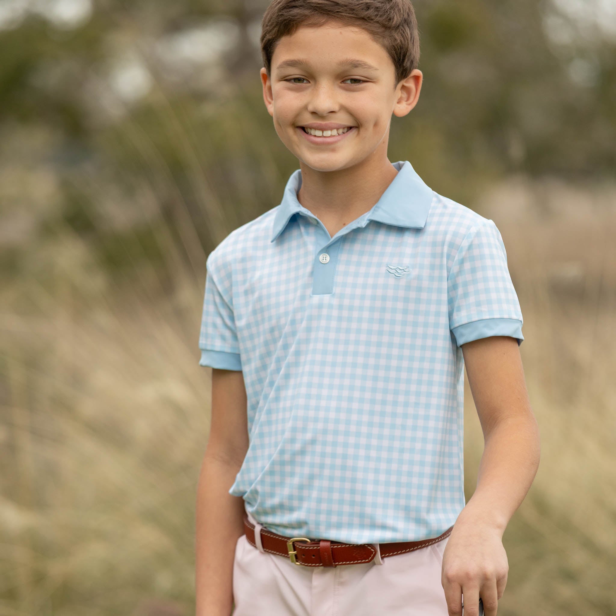 Match Point Polo in Blue Gingham - Henry Duvall