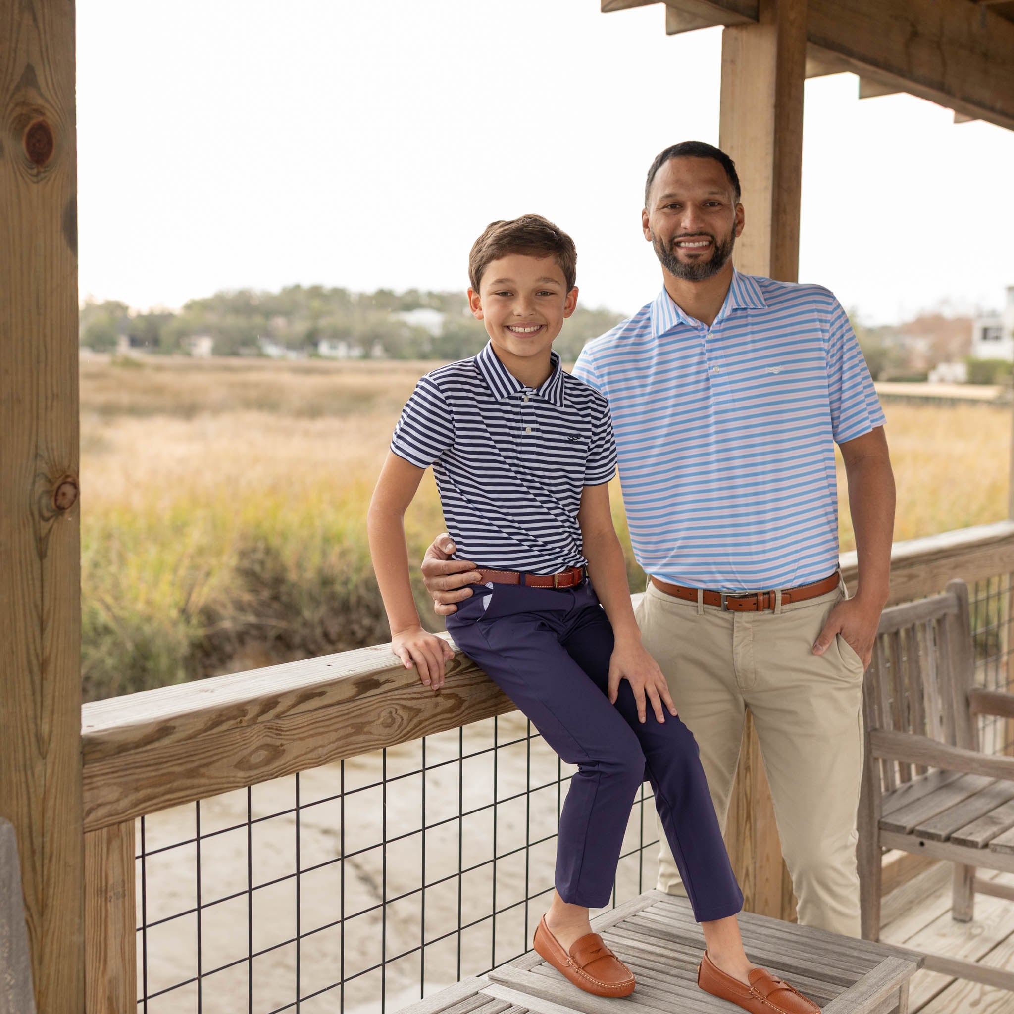Men's Performance Polo in Brighton Blue & Pink Stripe – Henry Duvall