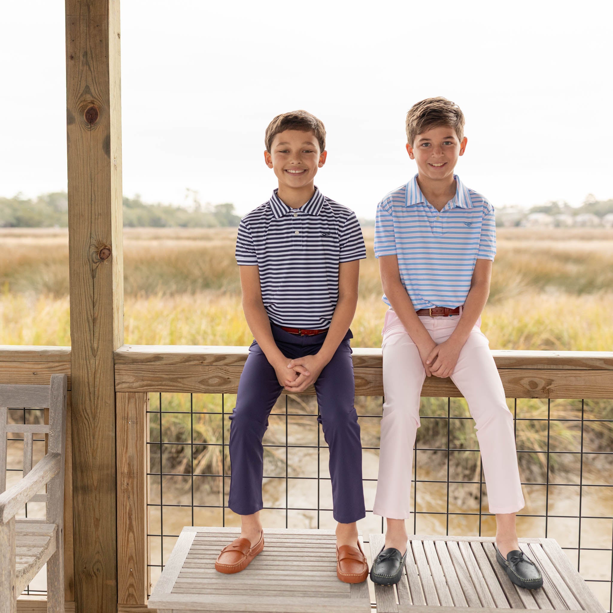 Match Point Polo in Brighton Blue & Pink Stripe - Henry Duvall