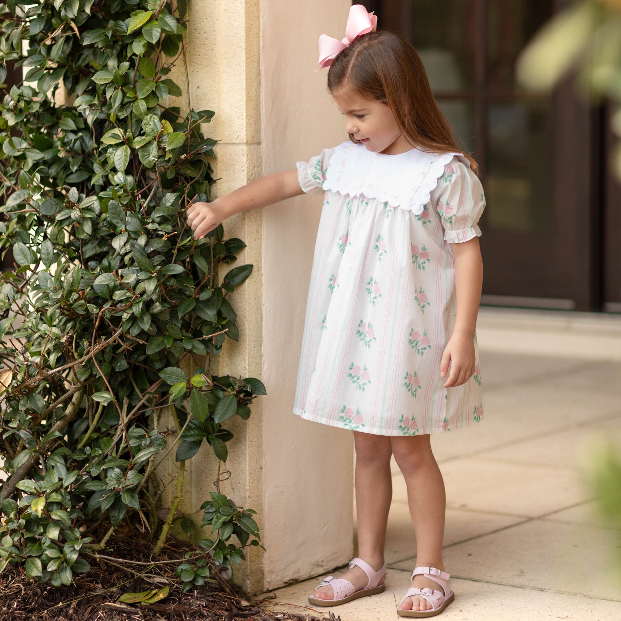 Short Sleeve Isla Dress in Vintage Floral Stripe - Henry Duvall