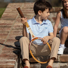 Match Point Polo in Brighton Blue & Pink Stripe - Henry Duvall