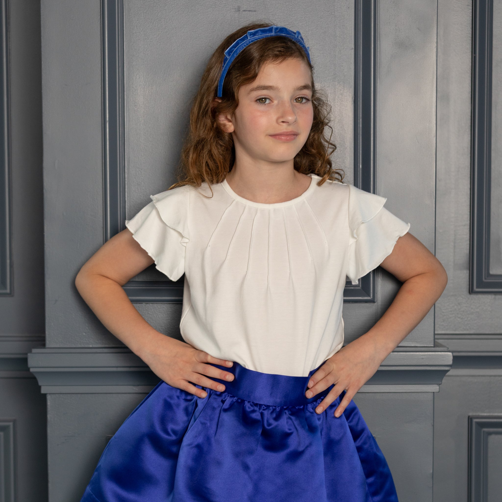 Velvet Crown Headband by Eva’s House, European-style girls crown headband made from soft velvet, perfect fall accessory for dressy or coordinated family looks