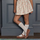 Rose pink velvet Mary Jane shoes by Childrenchic with Velcro strap, perfect for pairing with Henry Duvall Beacon Hill Blooms fall outfits