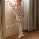 L’Amour Elodie white scalloped T-strap baby shoe in Napa leather with soft suede sole, perfect for pairing with Henry Duvall Fall outfits for girls