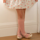 Parker Pink Cable Knit Knee Socks for girls and toddlers in dusty rose, designed to coordinate with Beacon Hill Blooms from Henry Duvall.