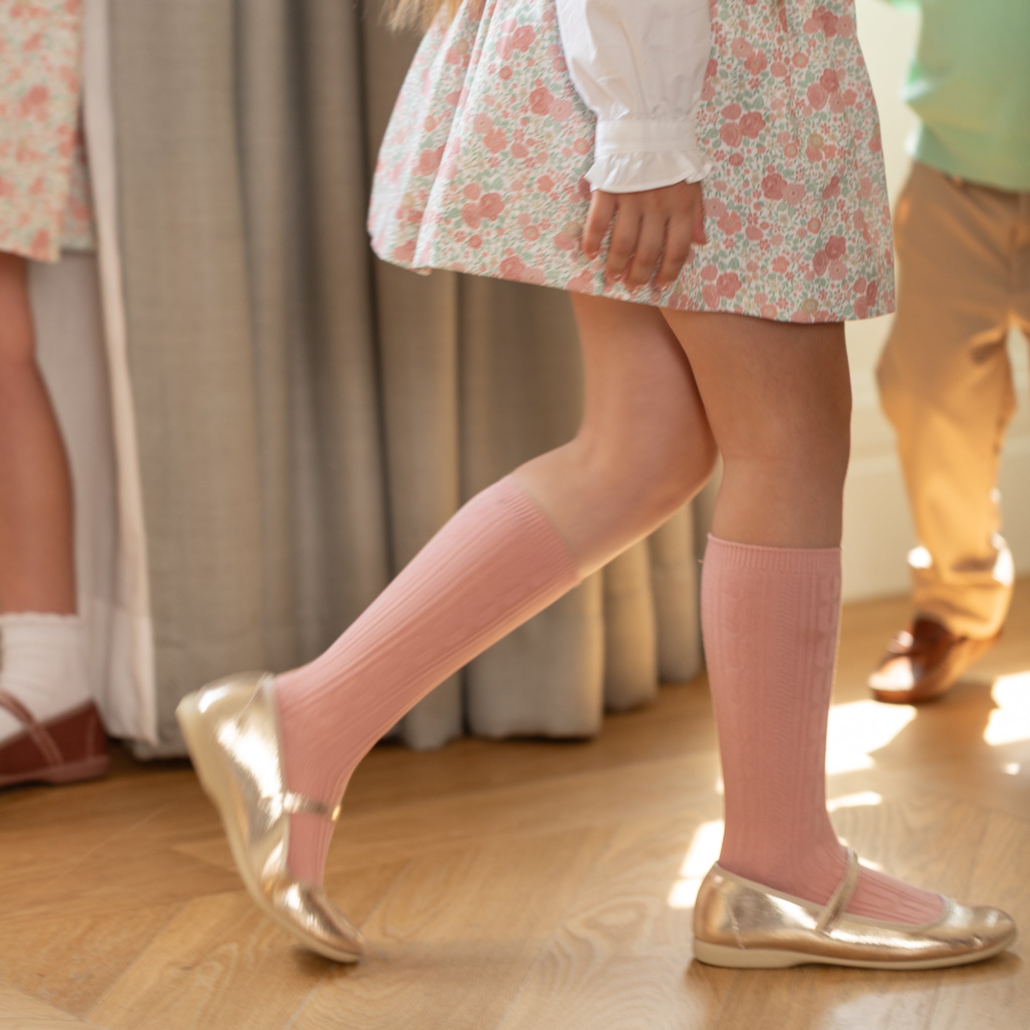 Childrenchic gold Mary Jane shoes for girls with Velcro strap and cushioned sole, perfect for pairing with Henry Duvall fall dresses and party looks