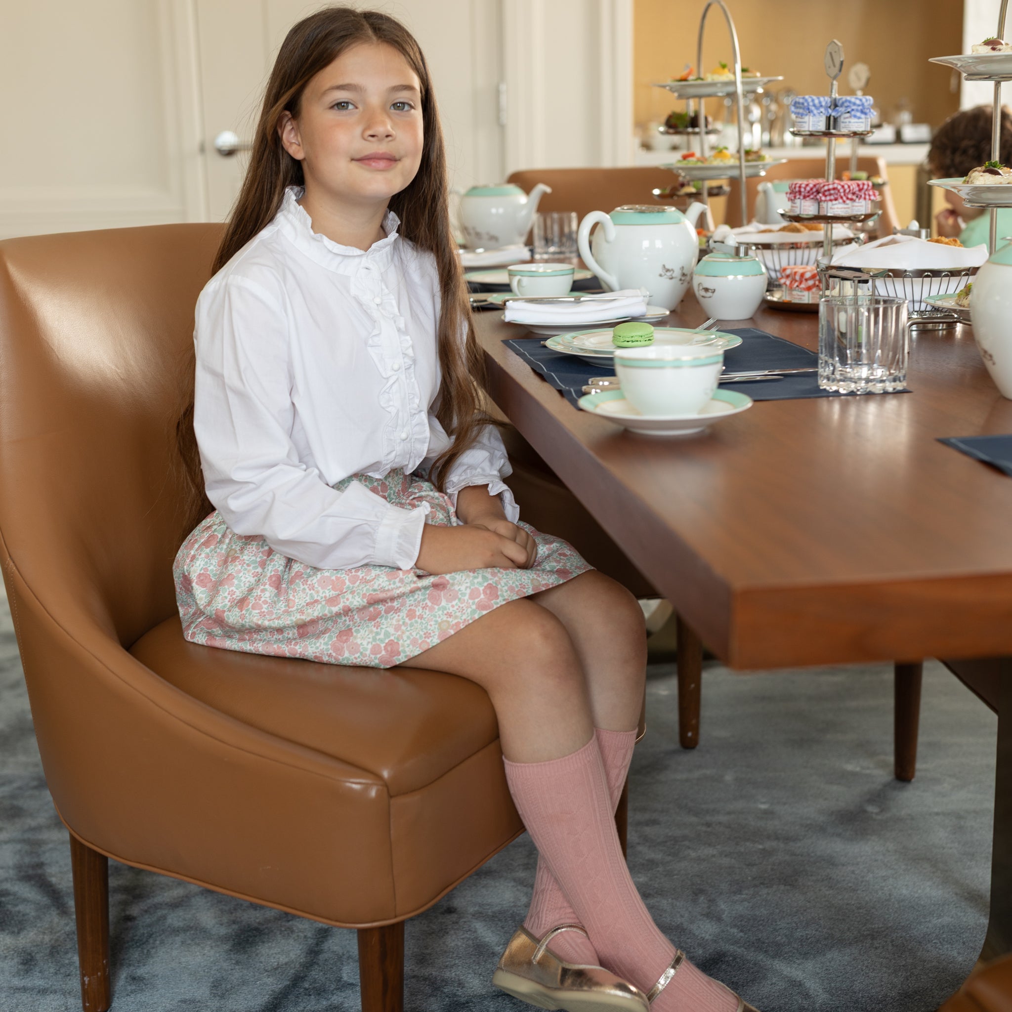 Henry Duvall Sutton Skirt in Beacon Hill Blooms floral print, classic fall skirt for older girls, perfect for coordinating sibling outfits and age-appropriate seasonal dressing