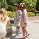 Rose pink velvet Mary Jane shoes by Childrenchic with Velcro strap, perfect for pairing with Henry Duvall Beacon Hill Blooms fall outfits
