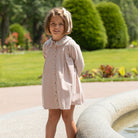 Henry Duvall Pippa Dress for girls in Parker Pink Herringbone, classic rose pink fall dress inspired by English heritage, perfect sibling set style for portraits and special occasions