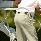 Henry Duvall Bradford Trousers for boys in sage green herringbone, classic fall and winter pants with elastic back, heirloom-inspired English heritage style