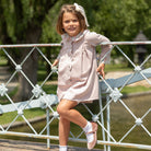 Rose pink velvet Mary Jane shoes by Childrenchic with Velcro strap, perfect for pairing with Henry Duvall Beacon Hill Blooms fall outfits