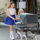 Henry Duvall Sutton Skirt in Boylston Blue, classic fall skirt for older girls designed for subtle sibling coordination with Prescott Plaid and Prescott Petals