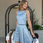 Henry Duvall Jackie Set in Prescott Petals floral taffeta, classic fall two-piece women’s outfit with pleated skirt and tailored top for coordinated family dressing