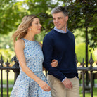 Henry Duvall Men’s Button Down Shirt in Charles Street Check blue gingham, classic fall shirt for men designed to coordinate with family and children’s outfits