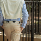 Henry Duvall Bradford Trousers in King’s Way Khaki Corduroy, classic boys fall and winter pants with adjustable elastic inside, perfect for dressing up or coordinating with family looks