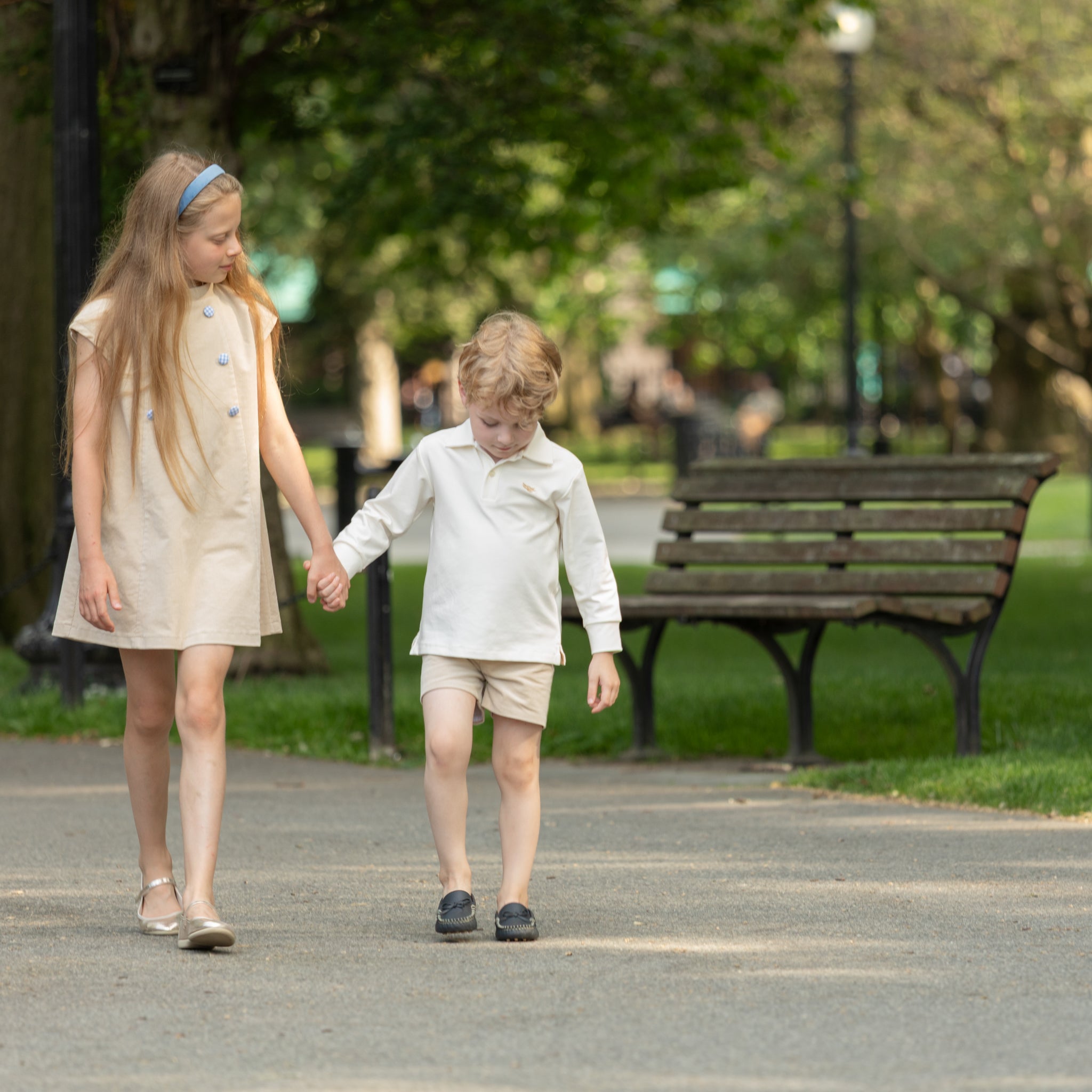 Henry Duvall Robert Shorts in King’s Way Khaki Corduroy, classic fall toddler boys dress shorts with flat front and elastic back, perfect for pairing with gingham shirts and sibling sets