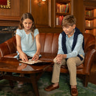Henry Duvall boys' navy and khaki dress pants, wrinkle-resistant performance trousers with flat front and secure waistband, classic fall boys church and school pants