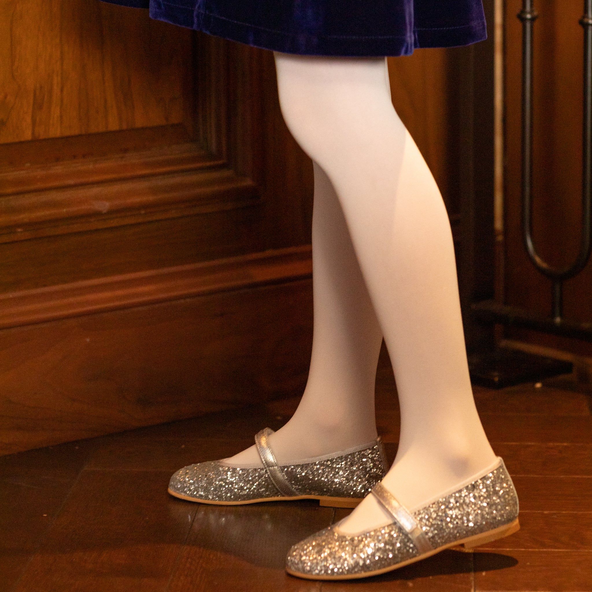 White Microfiber Tights for girls, toddlers, and babies, 2 pair pack of smooth, no-bunch tights designed to coordinate with Henry Duvall’s Fall Collection