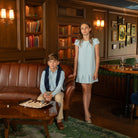 Silver Mary Jane shoes for girls from Childrenchic, shiny leather dress shoes to pair with Henry Duvall Fall Collection outfits