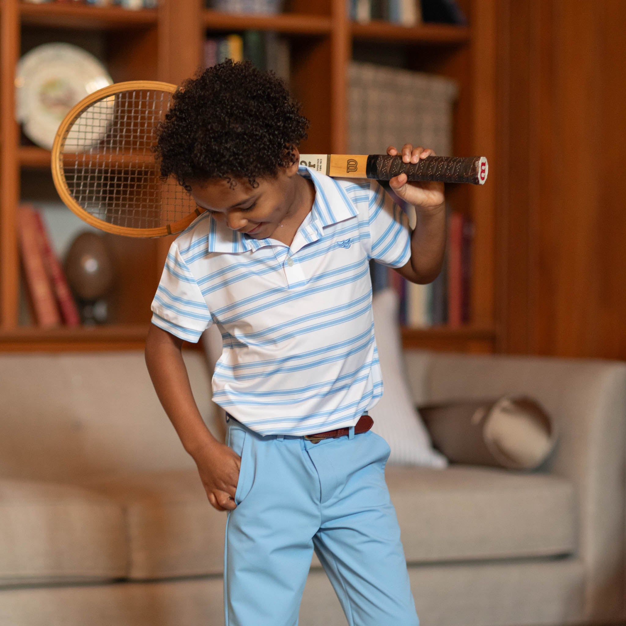 Match Point Polo in Blue & White Stripes - Henry Duvall