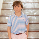 Match Point Polo in Brighton Blue & Pink Stripe - Henry Duvall