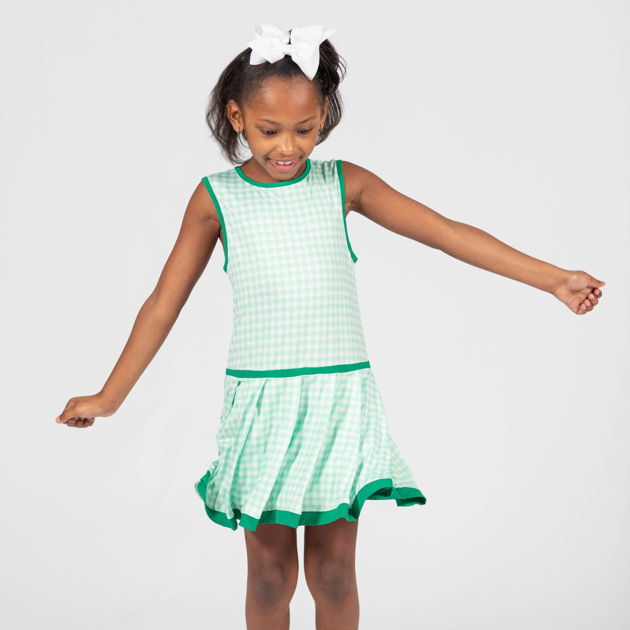Taft Tennis Dress in Grass Court Green Gingham 7/8 Taft Tennis Dress in Grass Court Green Gingham 7/8