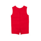 Red boys holiday Jon Jon with toy soldier smocking across the chest, Henry Duvall George Jon Jon in cotton poplin for classic Christmas dressing