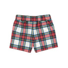 Henry Duvall Sullivan Short Set in red and green Townsend Tartan with tartan-trimmed white top and matching shorts for toddler boys, classic holiday outfit to coordinate with sibling styles.