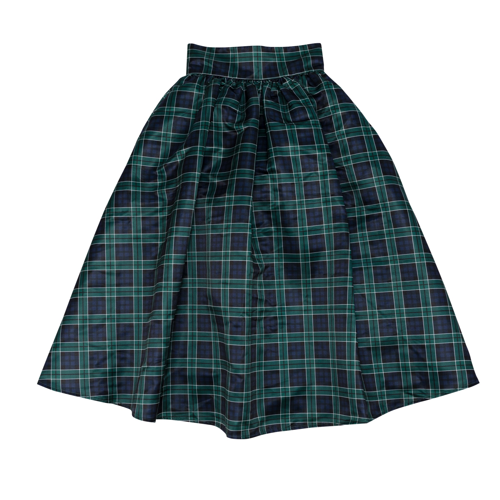 Henry Duvall Audrey Skirt for women in green and navy Newbury Tartan, classic holiday plaid skirt with flattering pleats and timeless silhouette, perfect for festive gatherings and family photos